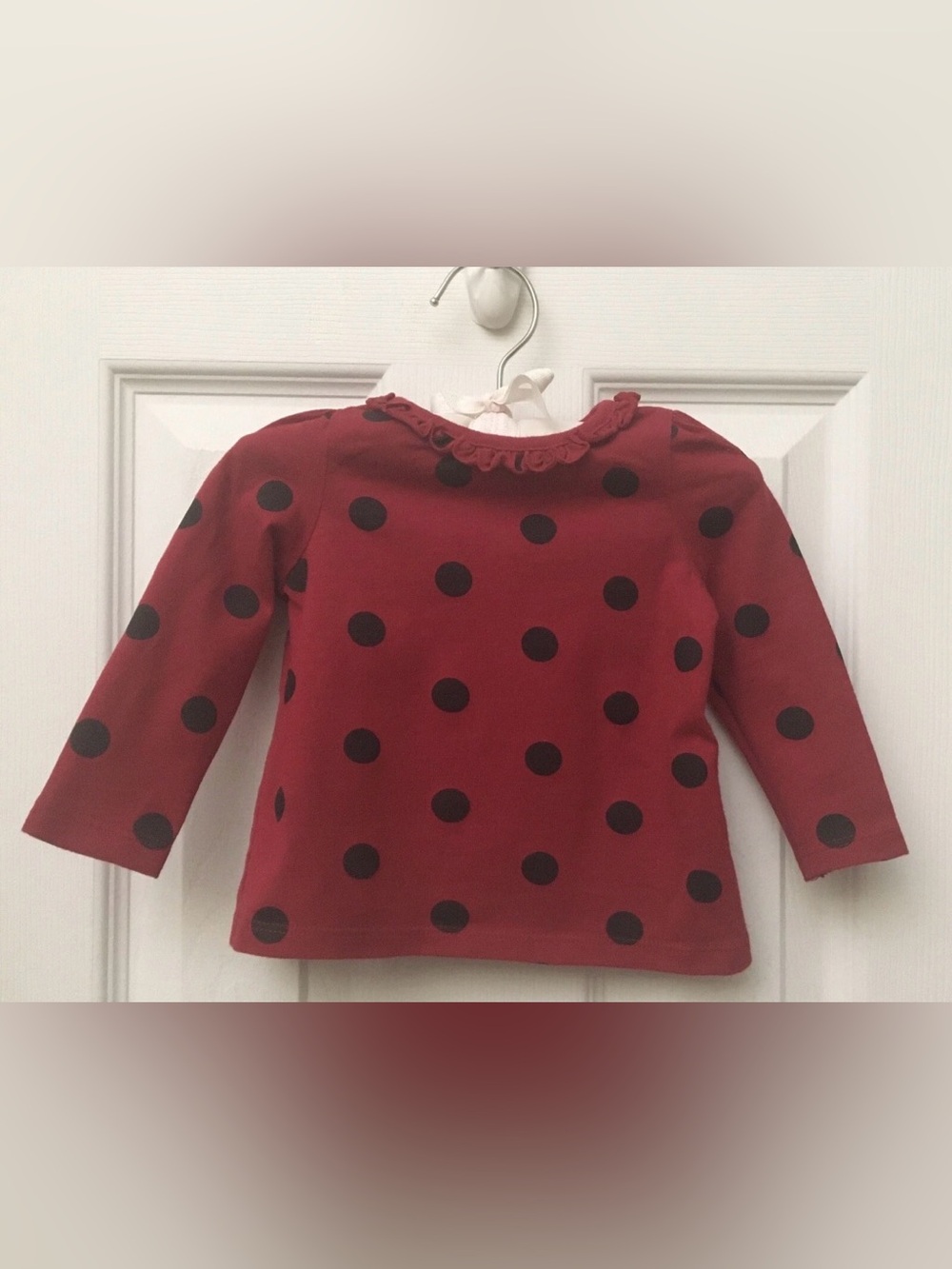 Crazy 8 Top Shirt Baby Red w Black Polka Dots 6-12 months Ladybug Pattern